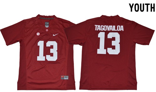 Crimson Tide #13 Tua Tagovailoa Red Limited Stitched Youth NCAA Jersey